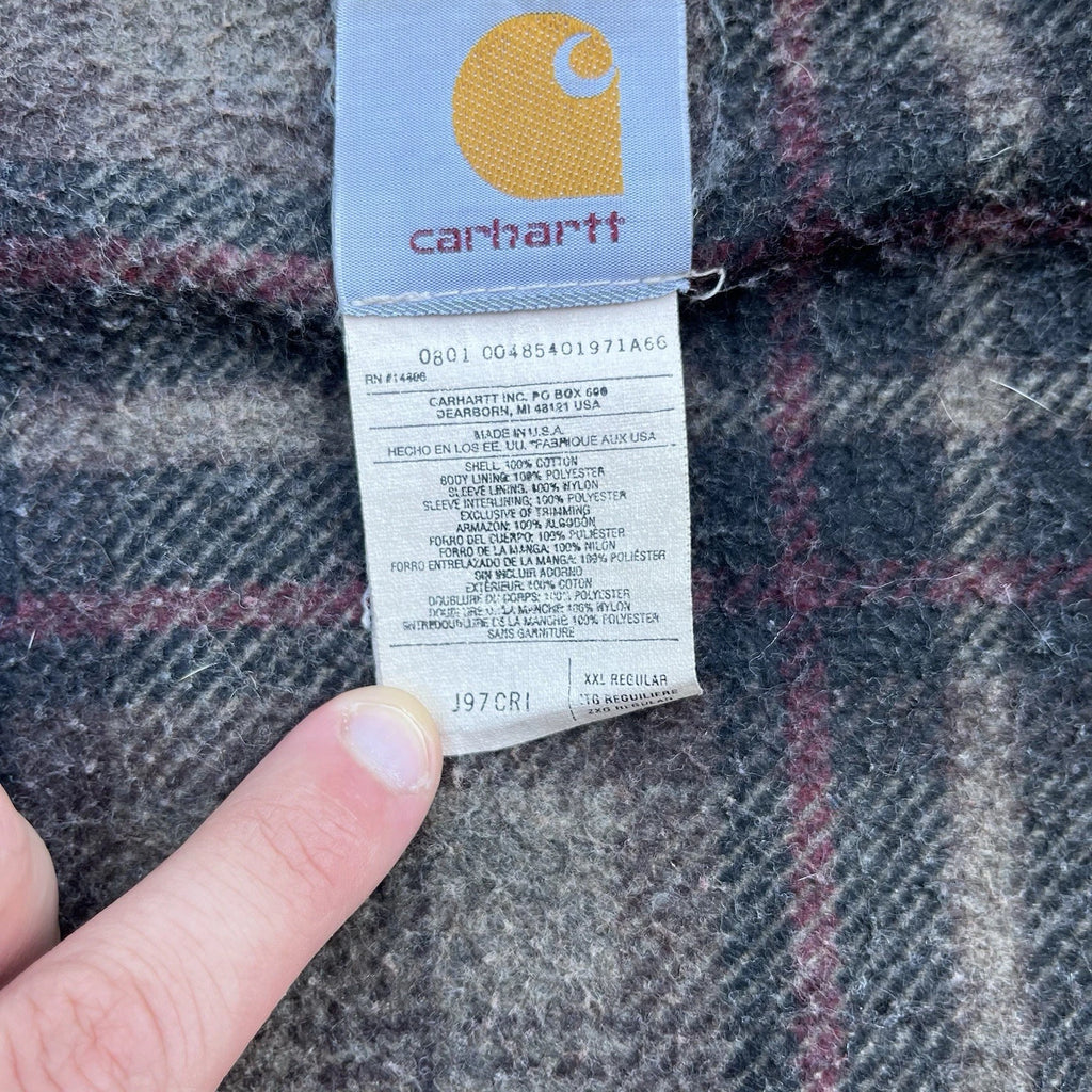 Vintage carhartt j97 cri sandstone detroit jacket in crimson size 2x-large