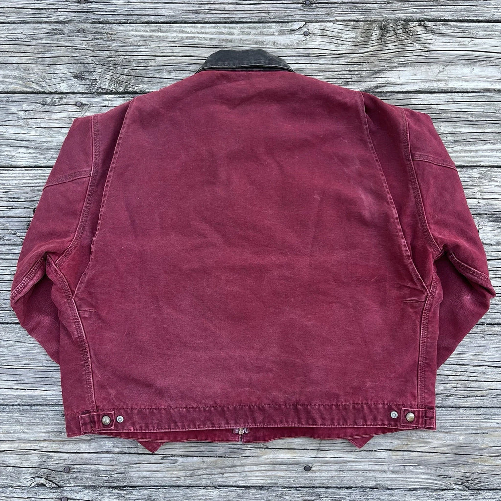 Vintage carhartt j97 cri sandstone detroit jacket in crimson size 2x-large