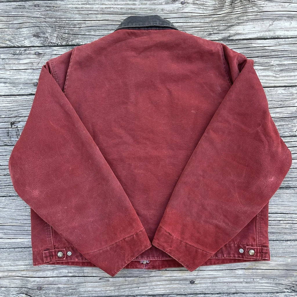 Vintage carhartt j97 cri sandstone detroit jacket in crimson size 2x-large