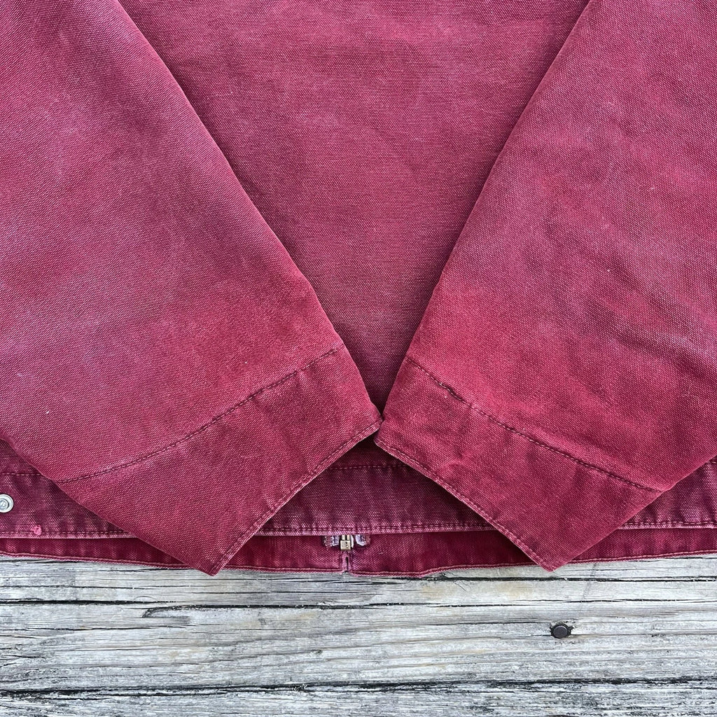 Vintage carhartt j97 cri sandstone detroit jacket in crimson size 2x-large