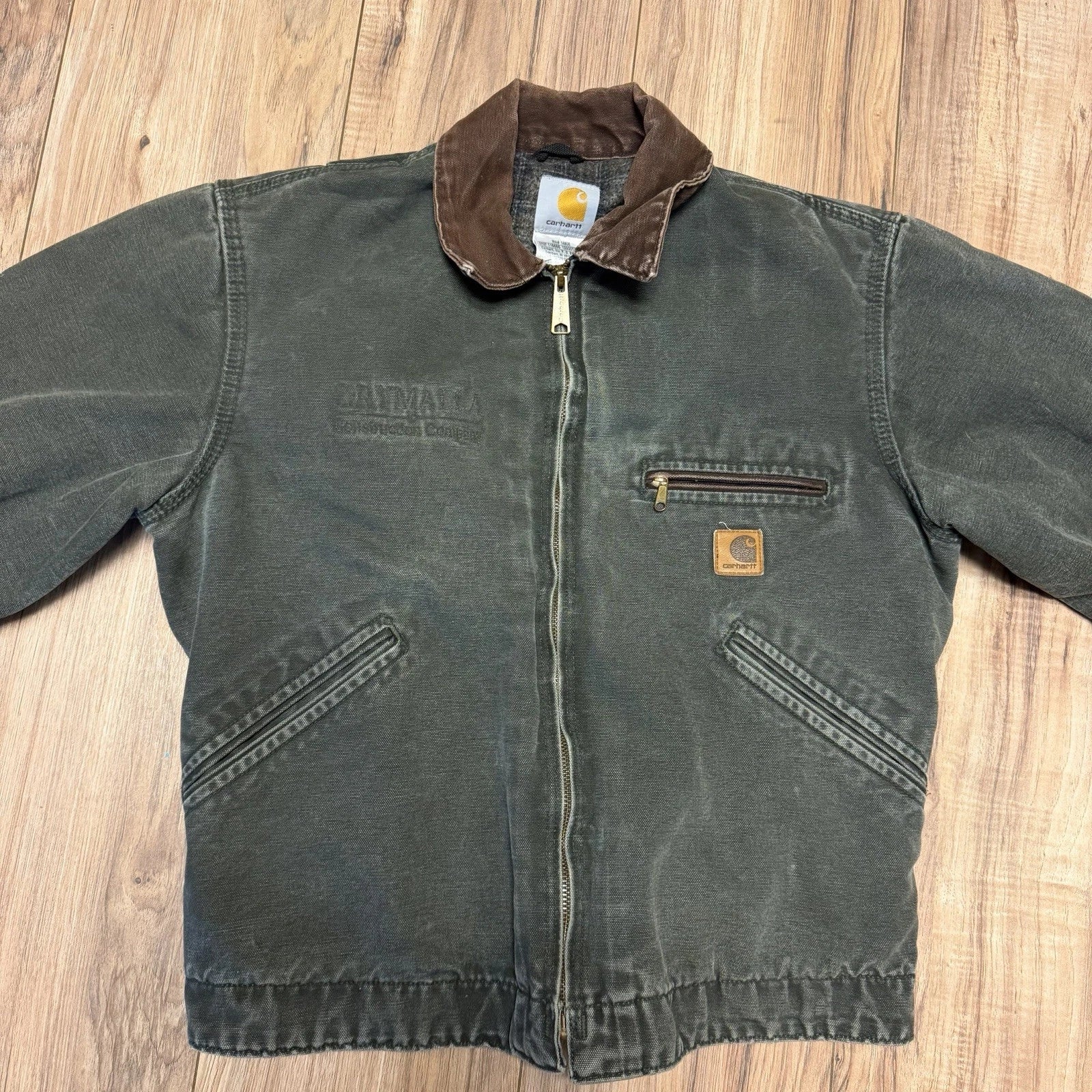 Vintage Carhartt Detroit Jacket J97 MOS Blanket Lined Moss Green Size Small
