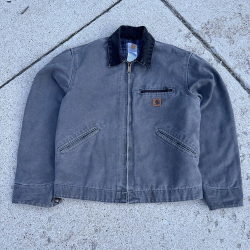 Near DEADSTOCK Carhartt Detroit J97 MTL Gray Canvas Blanket Lined Jacket MEDIUM