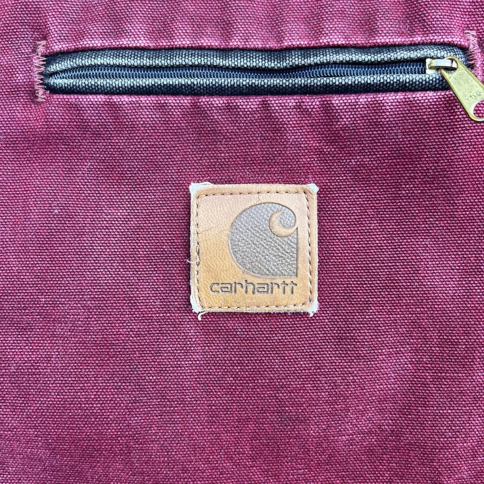 Vintage carhartt j97 cri sandstone detroit jacket in crimson size 2x-large