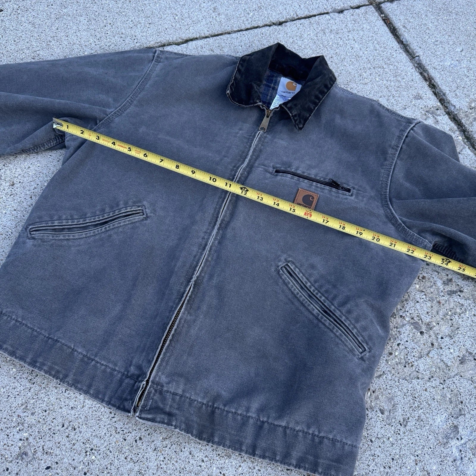Near DEADSTOCK Carhartt Detroit J97 MTL Gray Canvas Blanket Lined Jacket MEDIUM