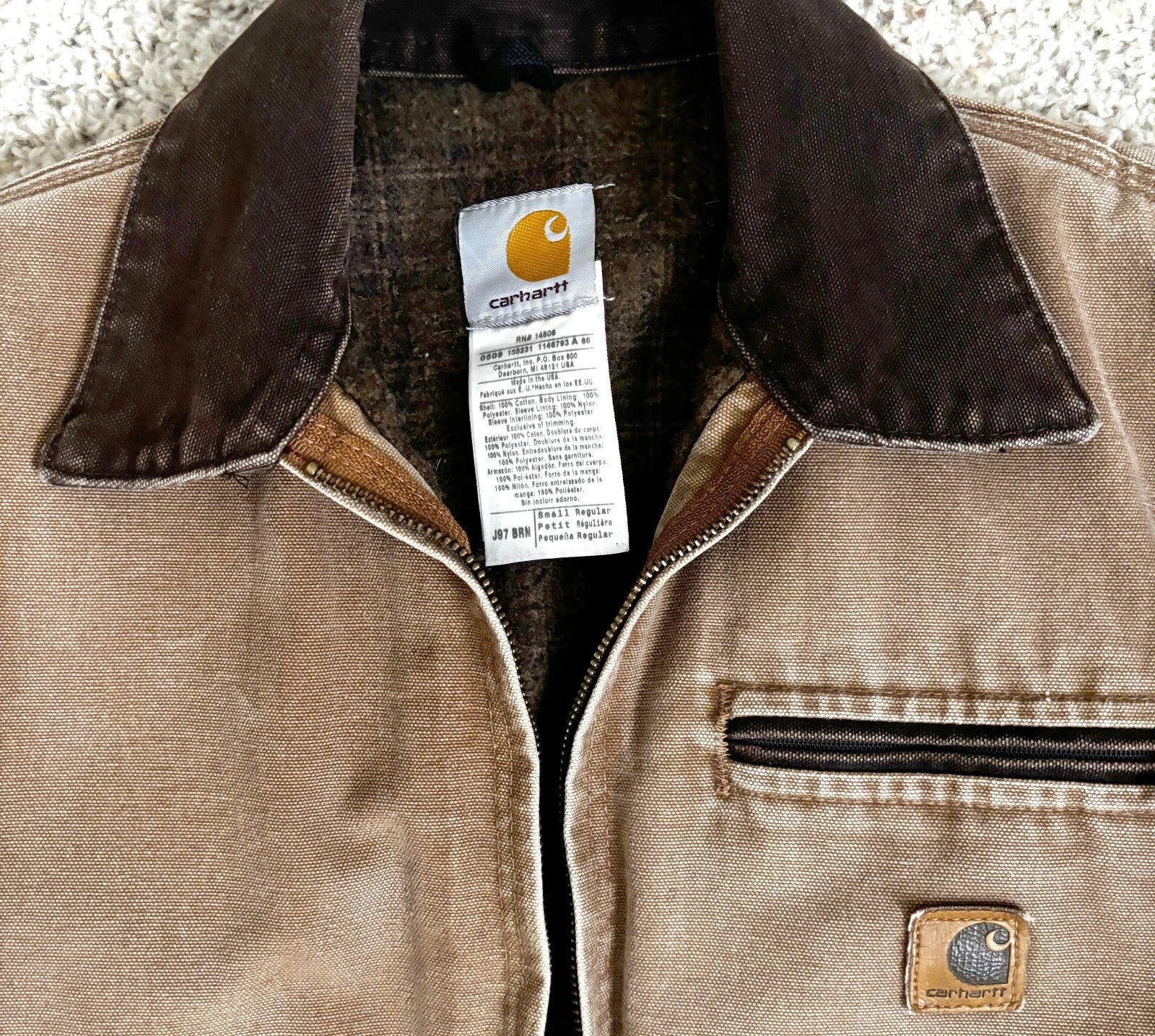 Vintage Carhartt Detroit Jacket J97 Tan/San Detroit Jacket Size Small