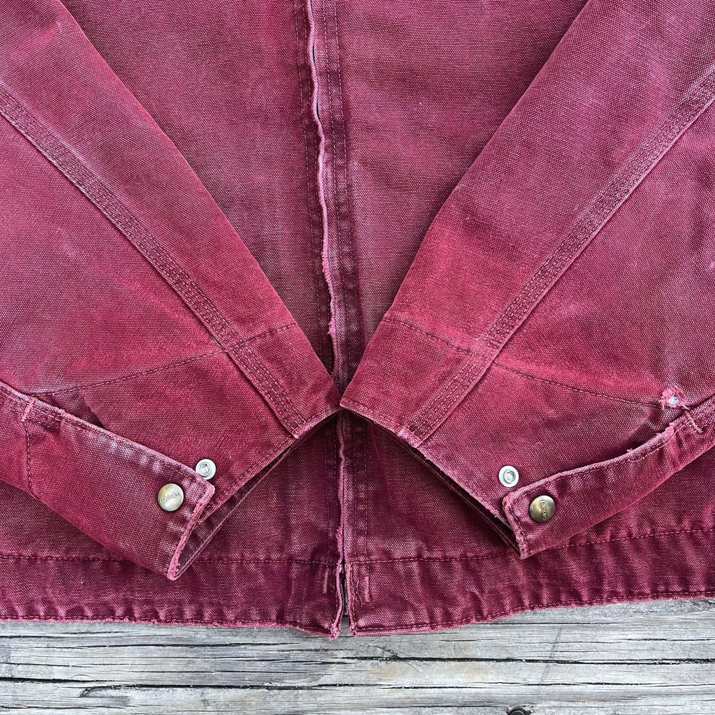Vintage carhartt j97 cri sandstone detroit jacket in crimson size 2x-large