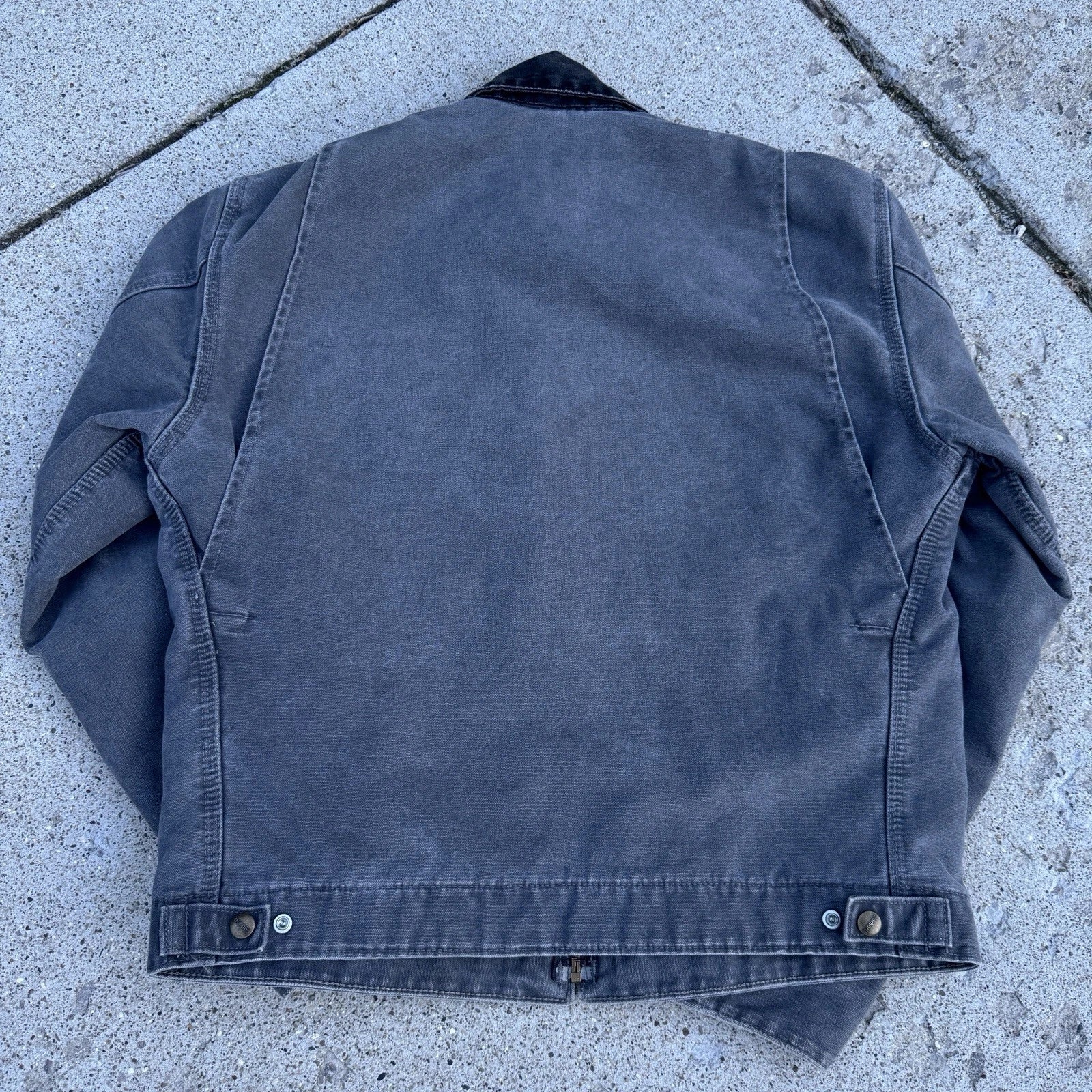 Near DEADSTOCK Carhartt Detroit J97 MTL Gray Canvas Blanket Lined Jacket MEDIUM