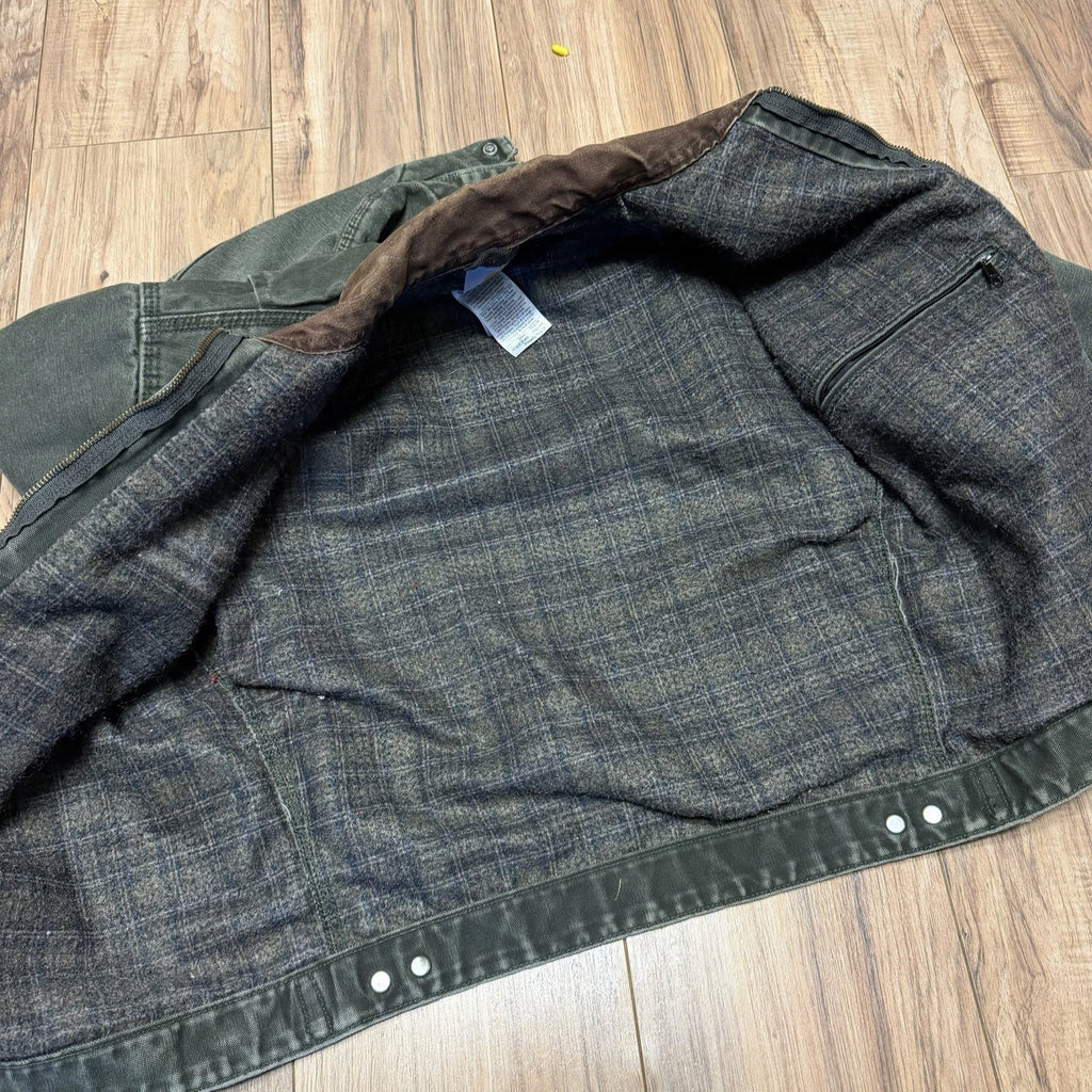 Vintage Carhartt Detroit Jacket J97 MOS Blanket Lined Moss Green Size Small