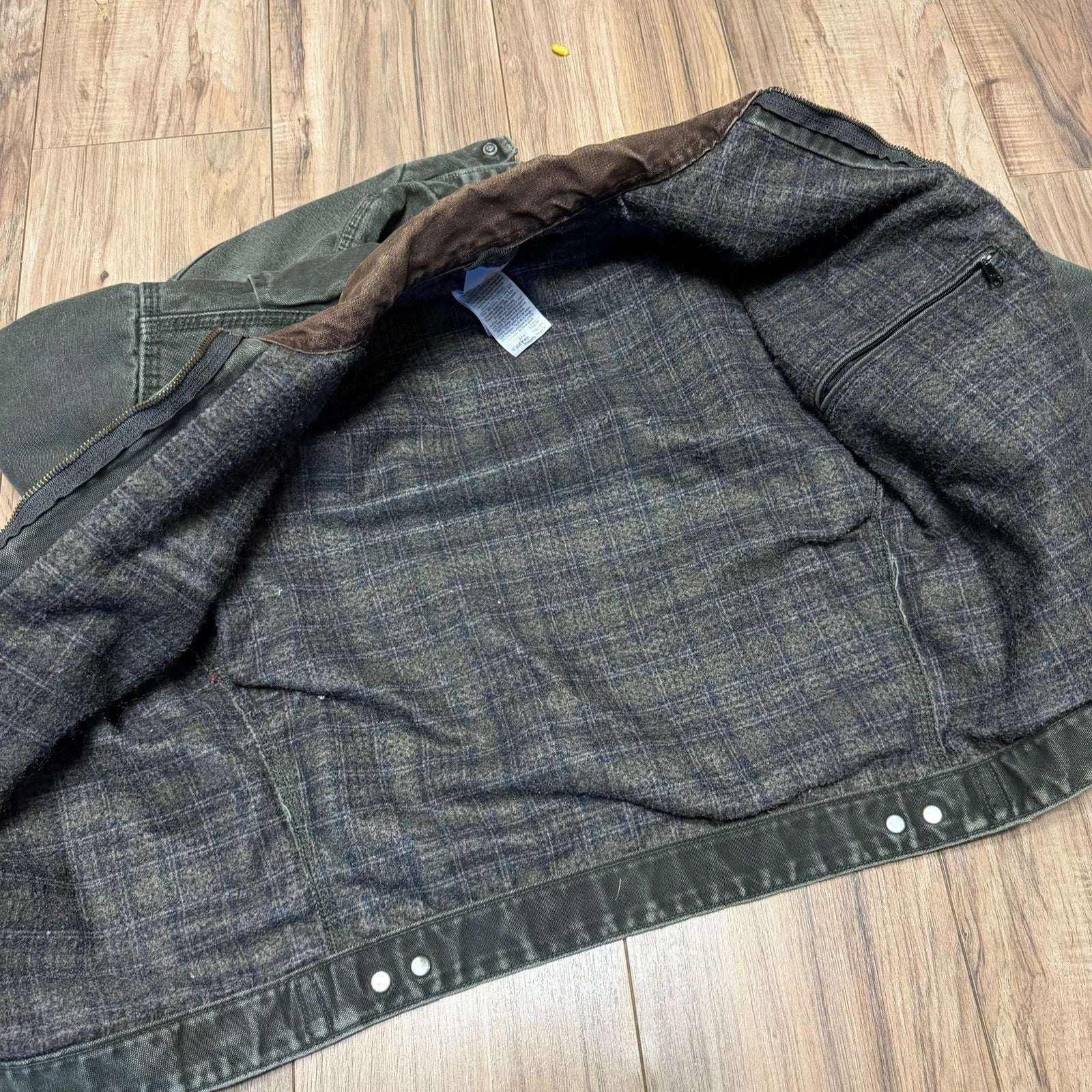 Vintage Carhartt Detroit Jacket J97 MOS Blanket Lined Moss Green Size Small